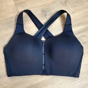 Adidas Women's Black Sports Bra 32D Zipper Elastic Crossover Strap